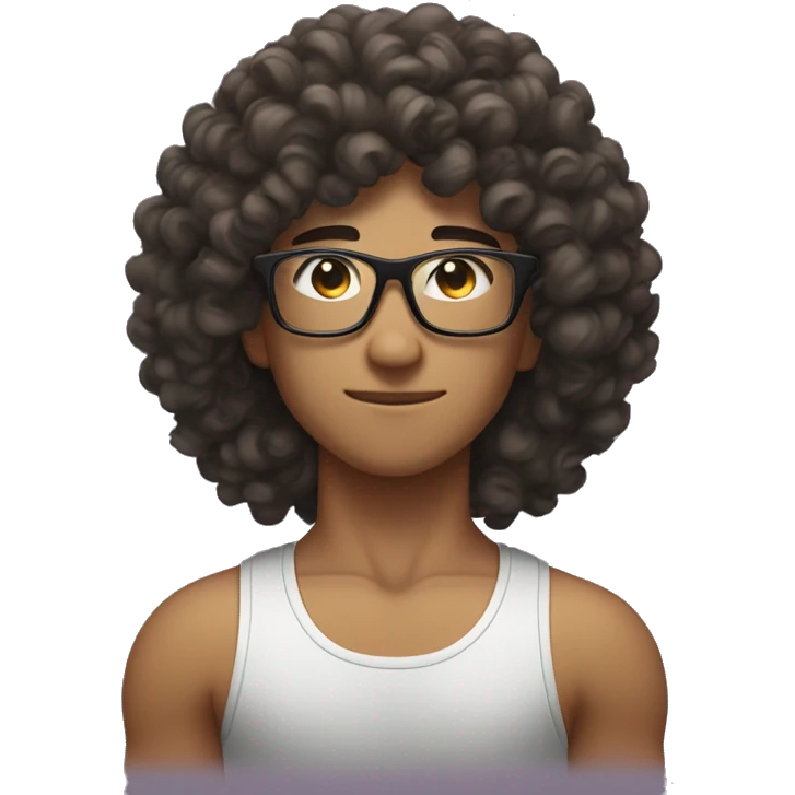 curly hair show biceps asian glasses emoji