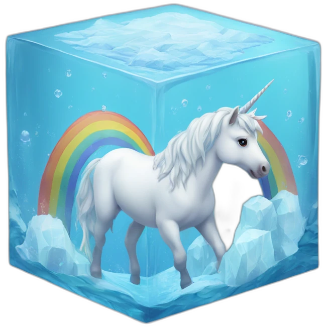rainbow-unicorn-in-water-frozen-cube emoji