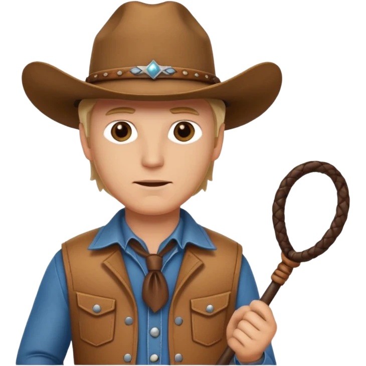 Give this emoji 🤠 a whip make it a white guy with a whip  emoji