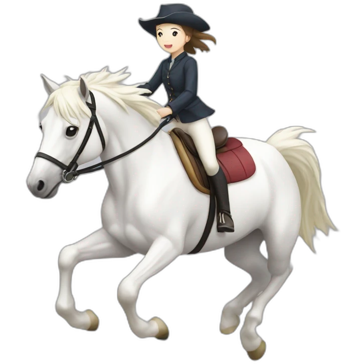 white-hourse-with-jumping-rider—japanese-girl emoji