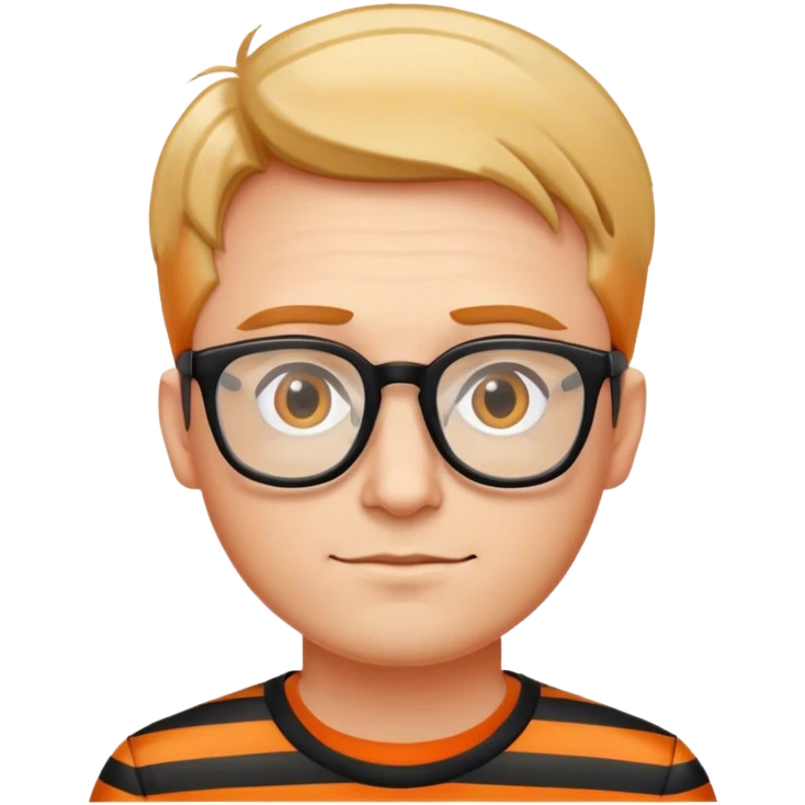 Man with glasses wearing a black and orange striped shirt emoji