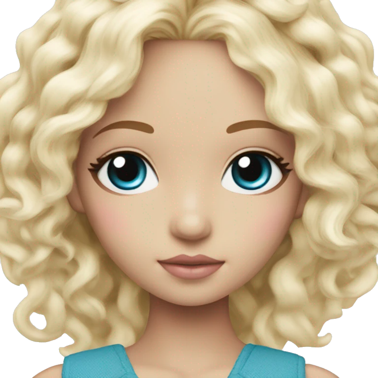 ocean blue doll eyes, blonde hair, feminine, pink, girl, angelic emoji