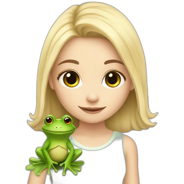 cute white girl with frog emoji