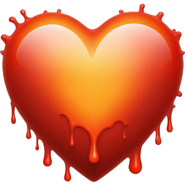 bleeding red heart shape glowing red-orange emoji