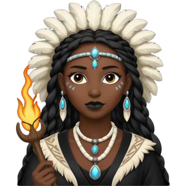 white shaman woman black clothes black accesories  emoji