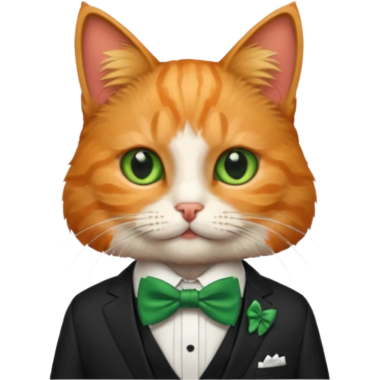 cat with suit and green bow tie emoji