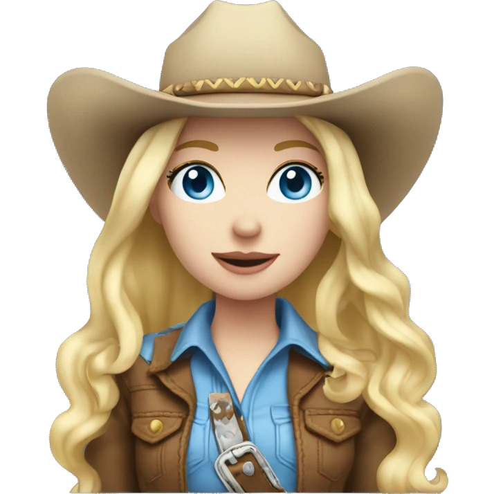 Cowgirl, pale skin, blue eyes, blonde hair emoji
