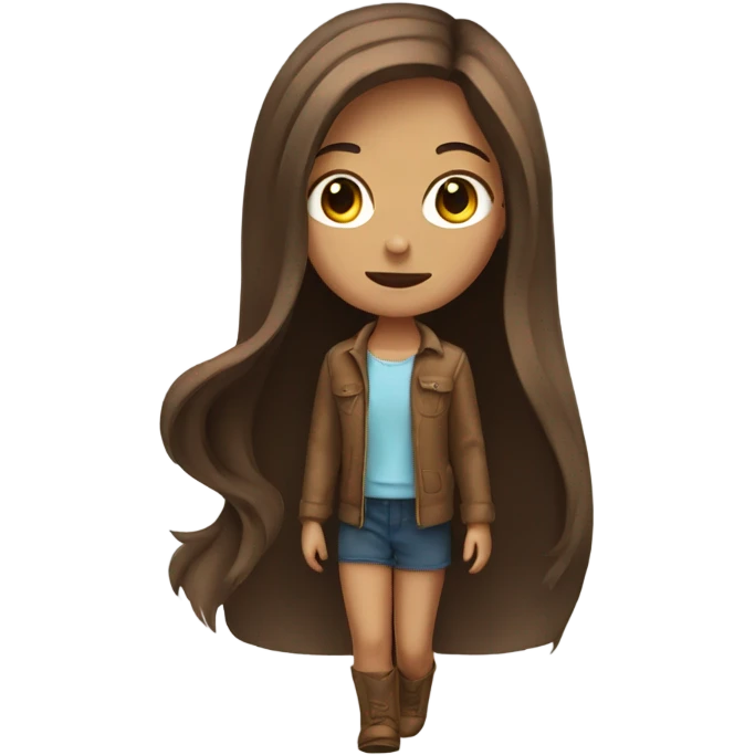 Girl with brown long hair with key in hand emoji