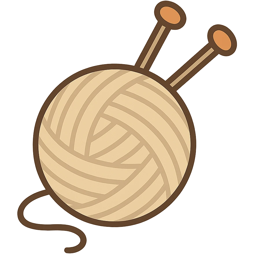 flat toon style ball of beige mohair wool with knitting needles emoji