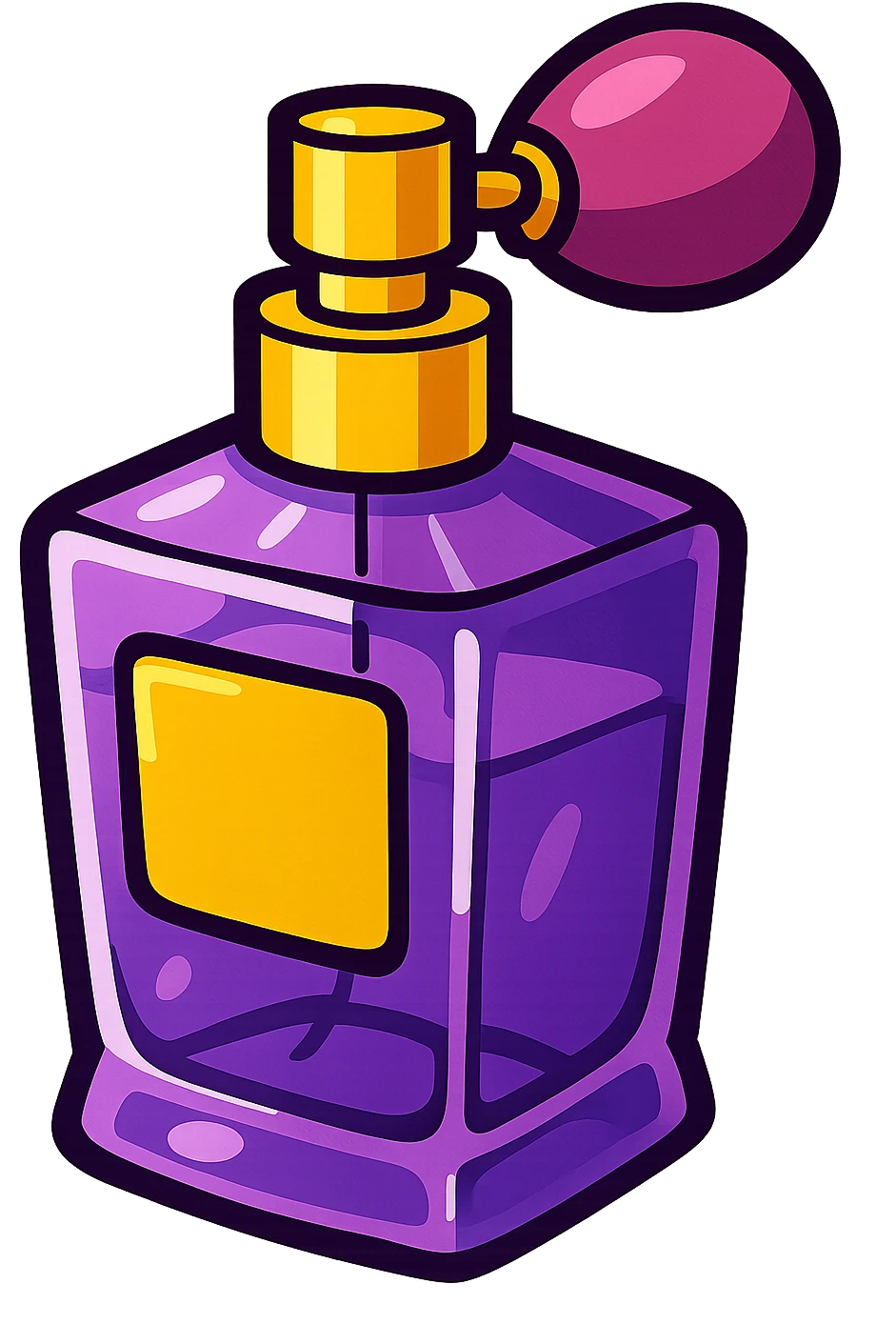 purple perfume bottle, stylized, shiny glass effect, vibrant toon style emoji