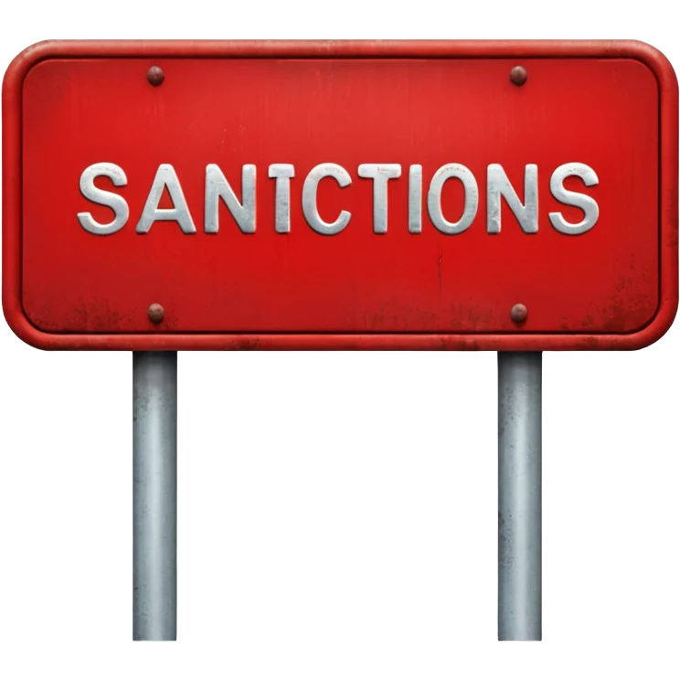 
red road sign with the inscription sanctions emoji