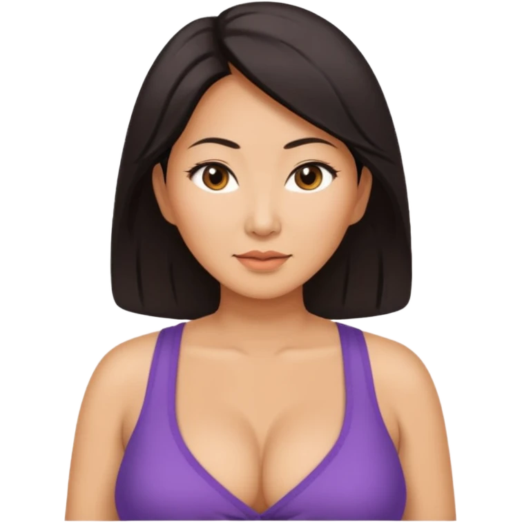 Sexy large breasted mature asian woman in a low cut top emoji