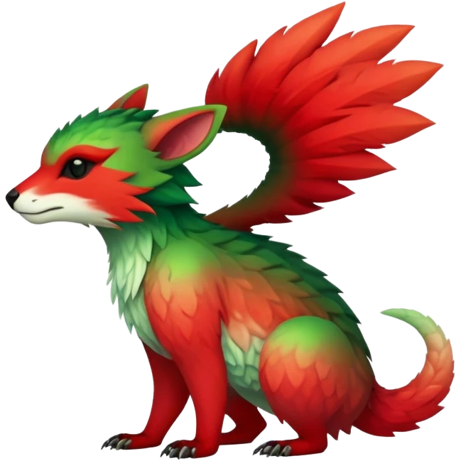 Cool Edgy Green-Red-gradient badass colorful Fionbri-Vernid-Trico-animal-creature full bodyd emoji
