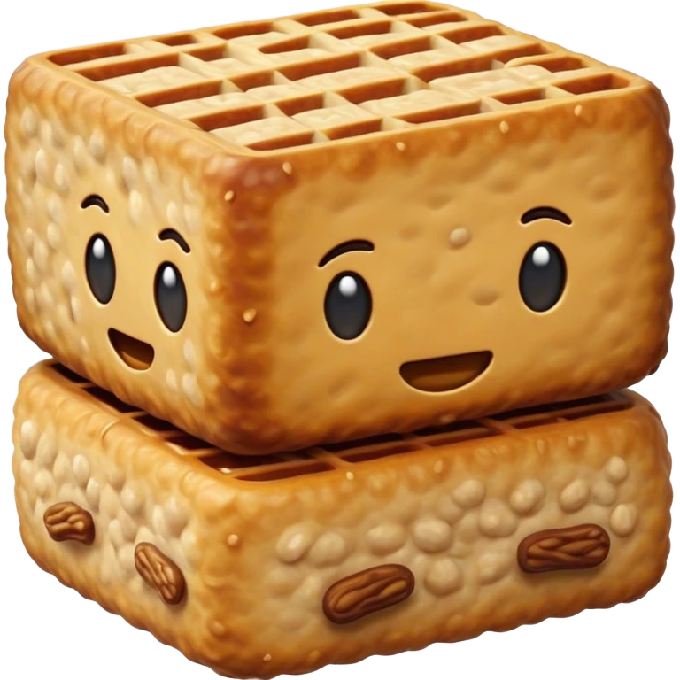 Cinematic Realistic Tempeh Dish Emoji, showcasing fermented soy cake cooked to a crispy finish rendered with lifelike textures and warm, inviting lighting. emoji