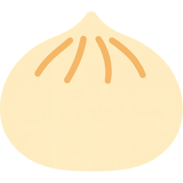 baozi, Chinese steamed bun with pleated top, color icon emoji