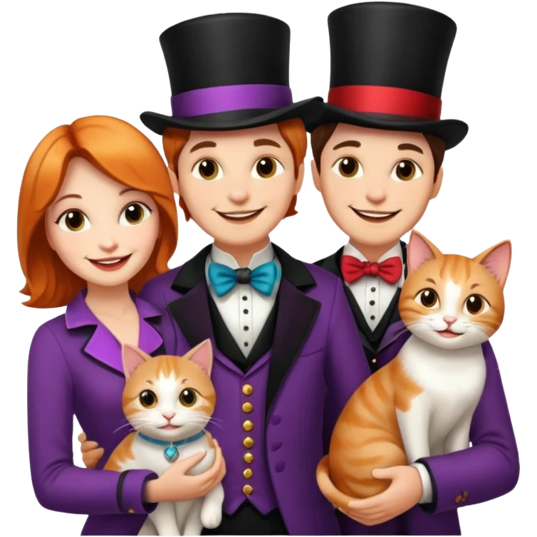 magician couple and their pet cat emoji