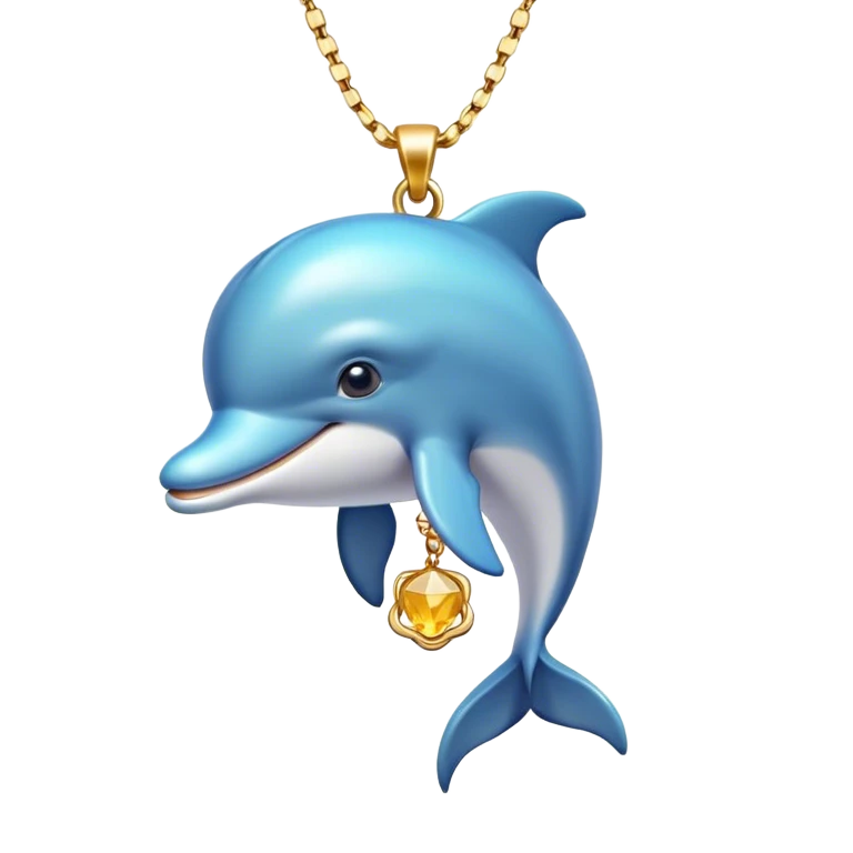 Dolphin wearing a necklace emoji