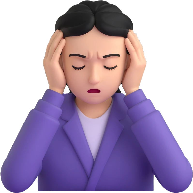 person with a headache, hands on temples, pain expression emoji