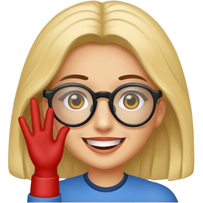 Cara sonriente guiñando el ojo, con la mano derecha lenta un poco los lentes de solo para que se vea como está guiñando el ojo emoji