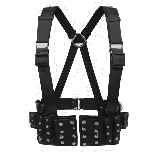 Black punk fashion chest harness on white background emoji