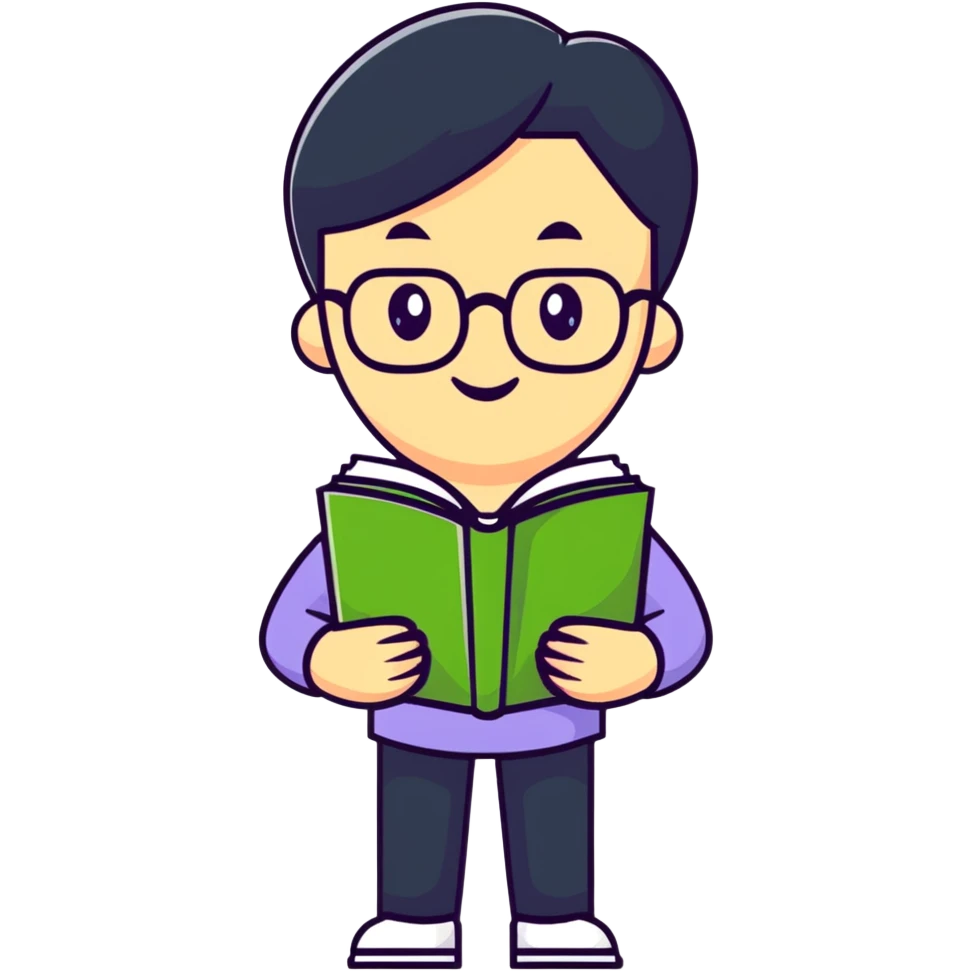 teacher holding a book, cartoonish sticker style emoji