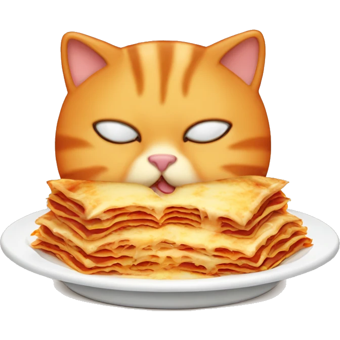 fat orange cat eating lasagna emoji