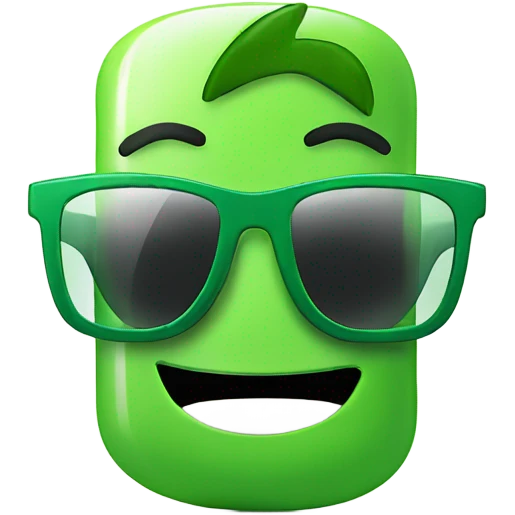 Green smartphone with sunglasses feeling happy emoji
