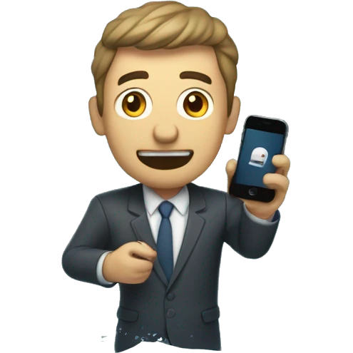 Un homme entrain de laisser tomber son téléphone dans l'eau emoji