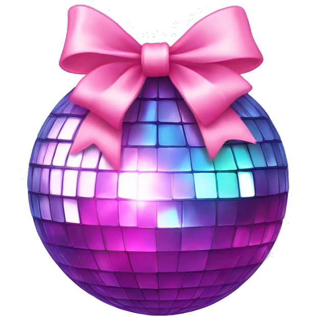 Disco ball with pink bow  emoji