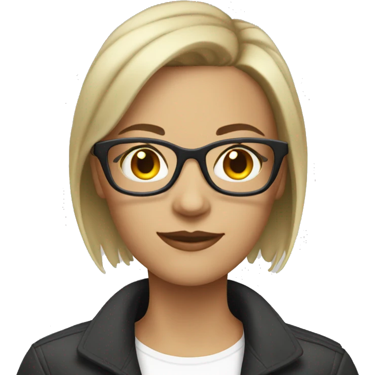 white woman short highlighted hair glasses emoji