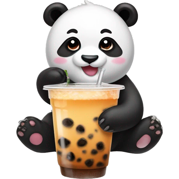 Panda drinking bubble tea emoji