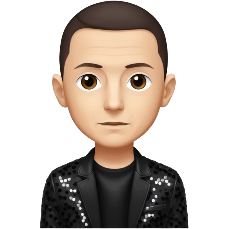 Chester Bennington with dark brown hair, black sequin outfit emoji