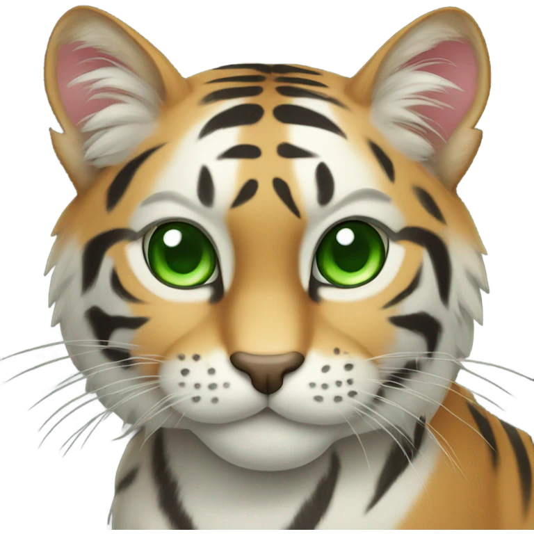 Tiger cat with green eyes emoji