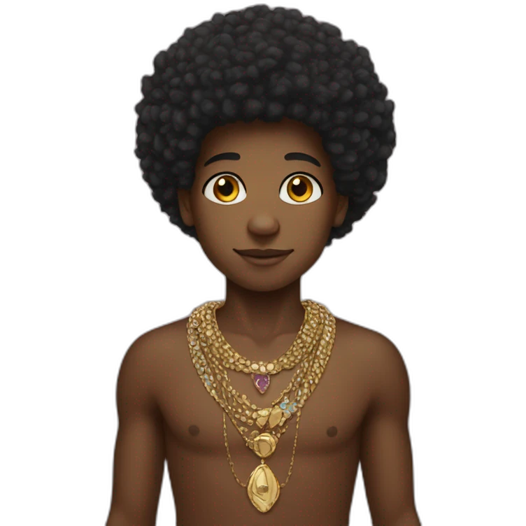 afro boy with jewelry emoji