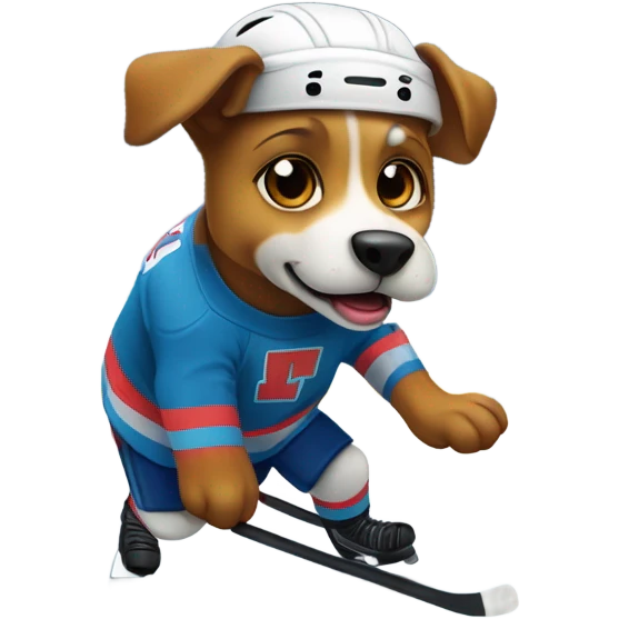 Dog playing hockey  emoji