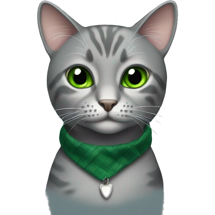 Gray scotish cat with big green eyes  emoji