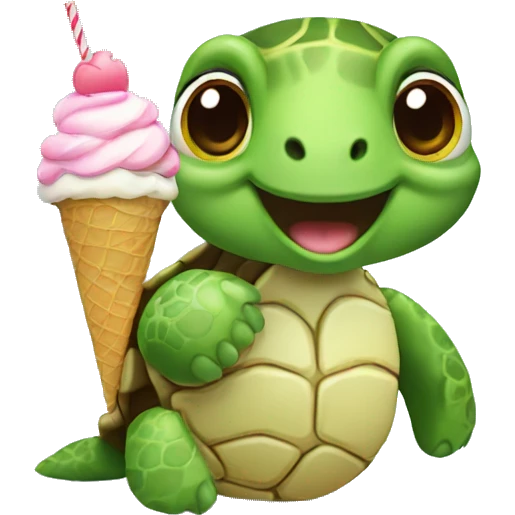 Sea turtle enjoying an ice cream emoji