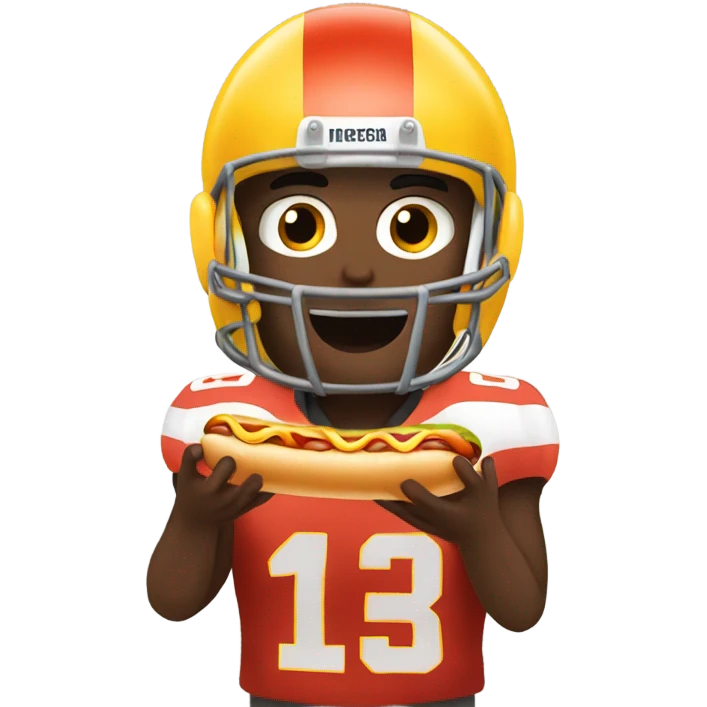 Footballer player eating a hotdog emoji