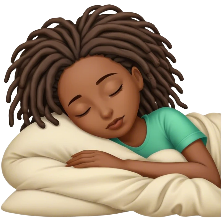 Black woman with locs sleeping emoji