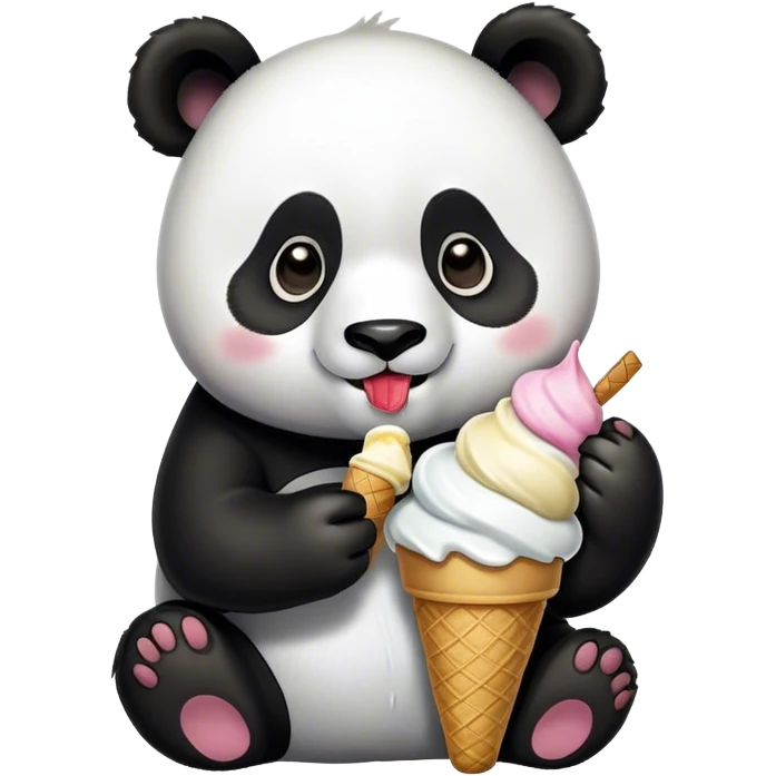 Panda eating ice cream emoji