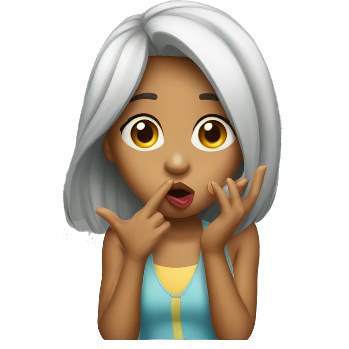 A girl blowing a kiss emoji