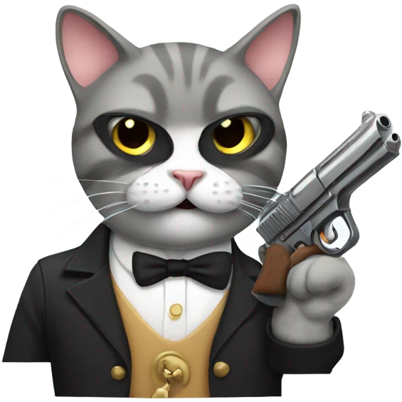 cat with mustache and gun emoji