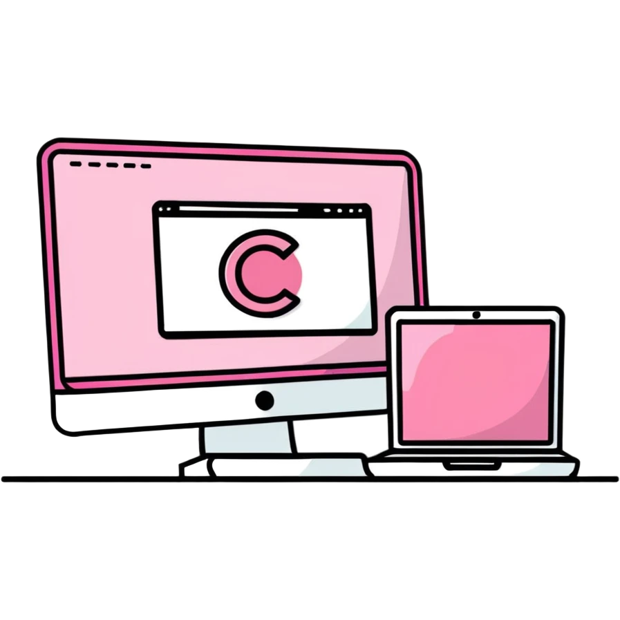 Pink Web browser on a computer emoji