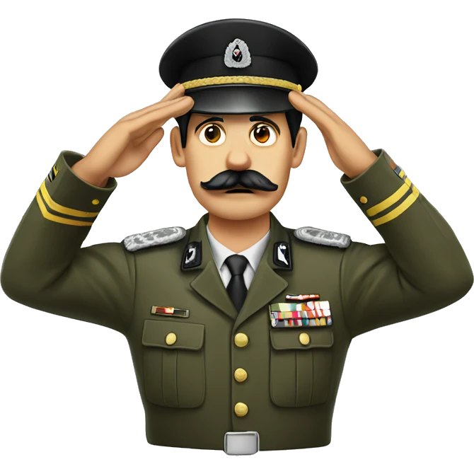 german army man saluting with mustache black hair emoji