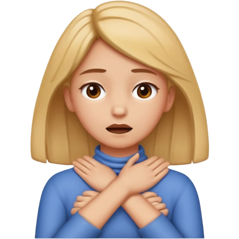 girl with hands on neck crossed like she is choking emoji