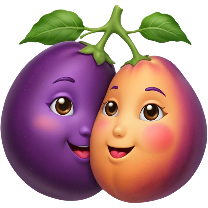 Eggplant kisses a peach emoji