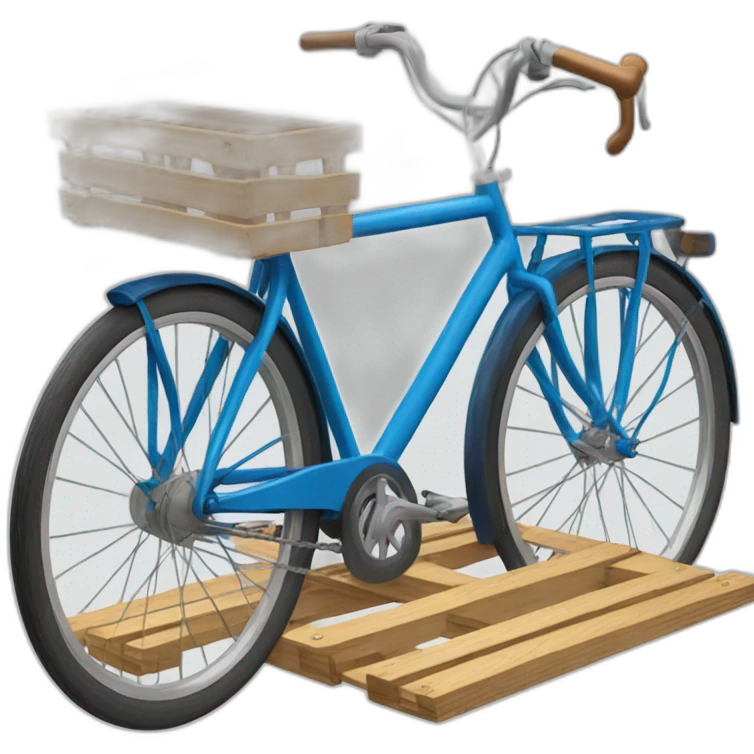 blue step-through bicycle with wooden crate on rear emoji