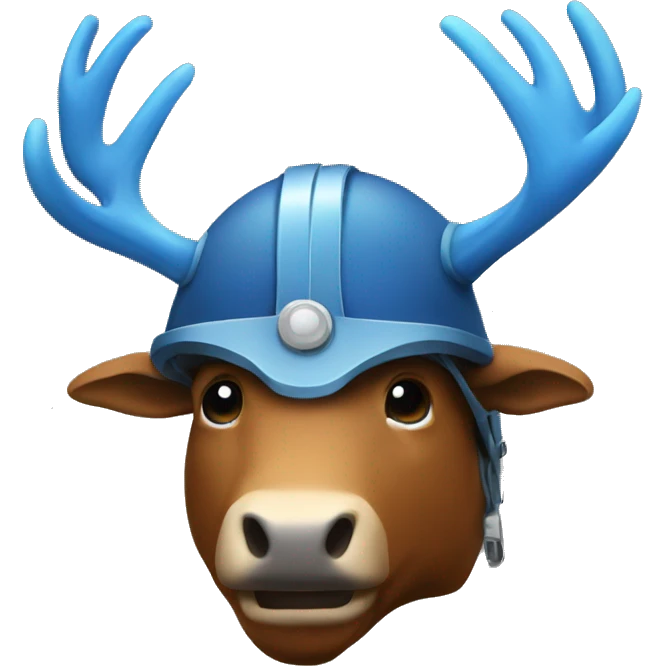 Blue elk in a helmet emoji