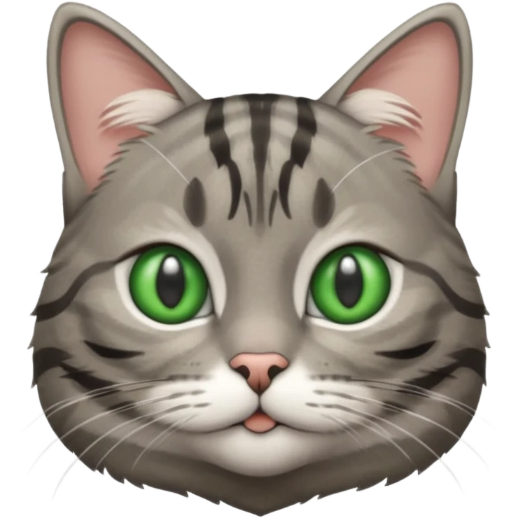 A high-resolution photo-realistic digital illustration of a grey tabby cat, chest upward emoji