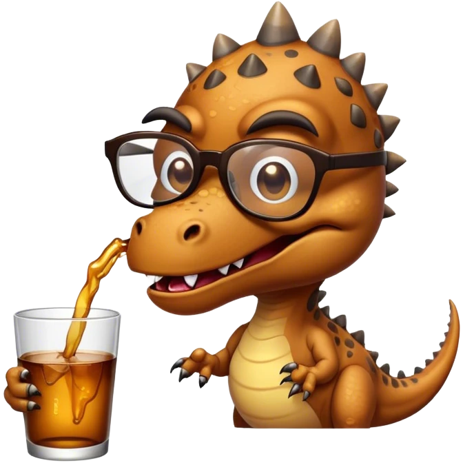 dinosaur in glasses puking emoji